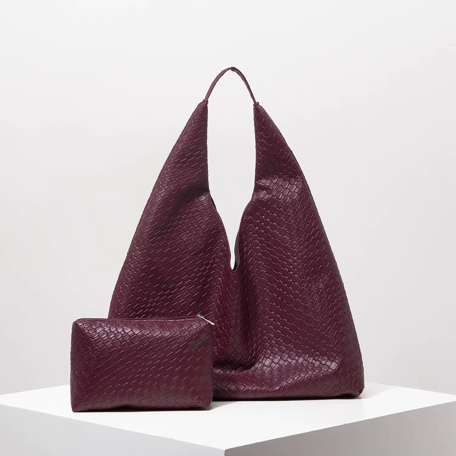 Vintage Faux Leather Woven Pattern Shoulder Bag, Large Capacity Tote Bag, Minimalist Casual Handbag, Large Tote Bag with Wallet, Mother-Child Bag, Combination Bag, Women'S Commuter Bag (Random Pattern)