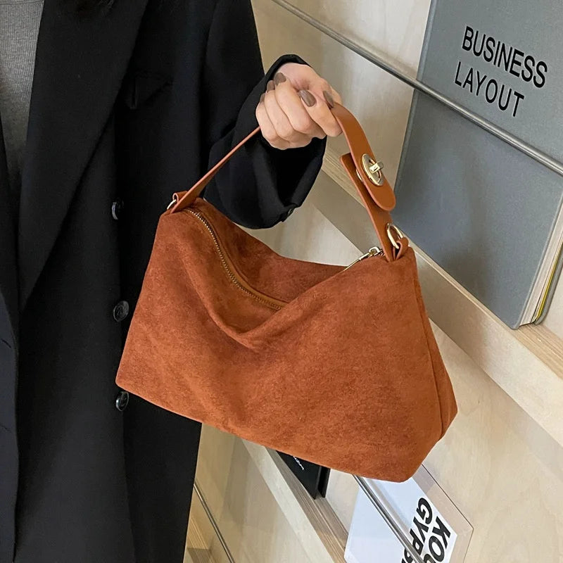 Women'S Suede Crossbody Bag with Inner Pocket Adjustable Strap Shoulder Bag Satchel Clutch Purse for Work and Travel
