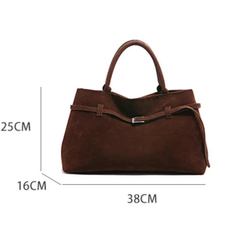 Buckle Decorative Design Solid Faux Suede Handbag Large Capacity Hasp Casual Tote 2025 Hot Sale Bags for Women Bolsas Femininas