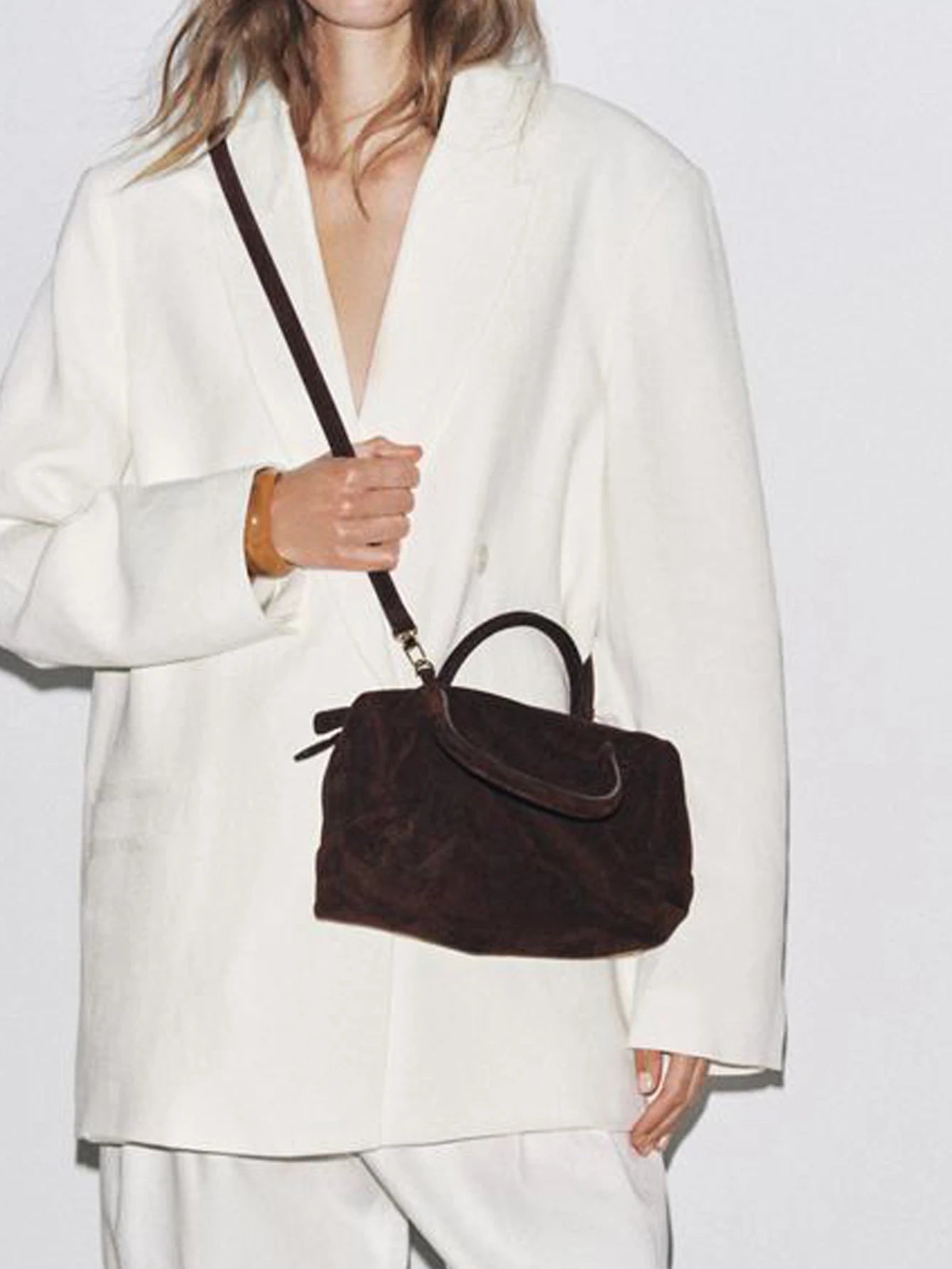 Ladies' Single-Shoulder Bag, Suede Hand-Held Crossbody Zipper Bowling Bag, Boston Korean Wave Women'S Bag