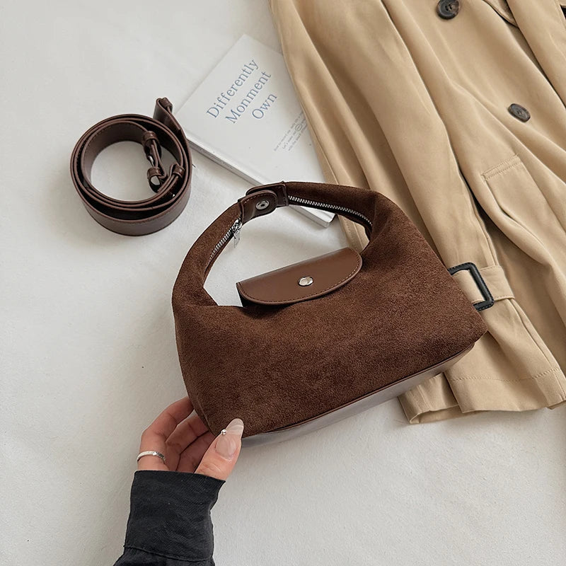 LEFTSIDE Women'S Small Faux Suede Armpit Bag 2025 New Trend Retro Underarm Shoulder Bag Luxury Designer Handbags and Purses