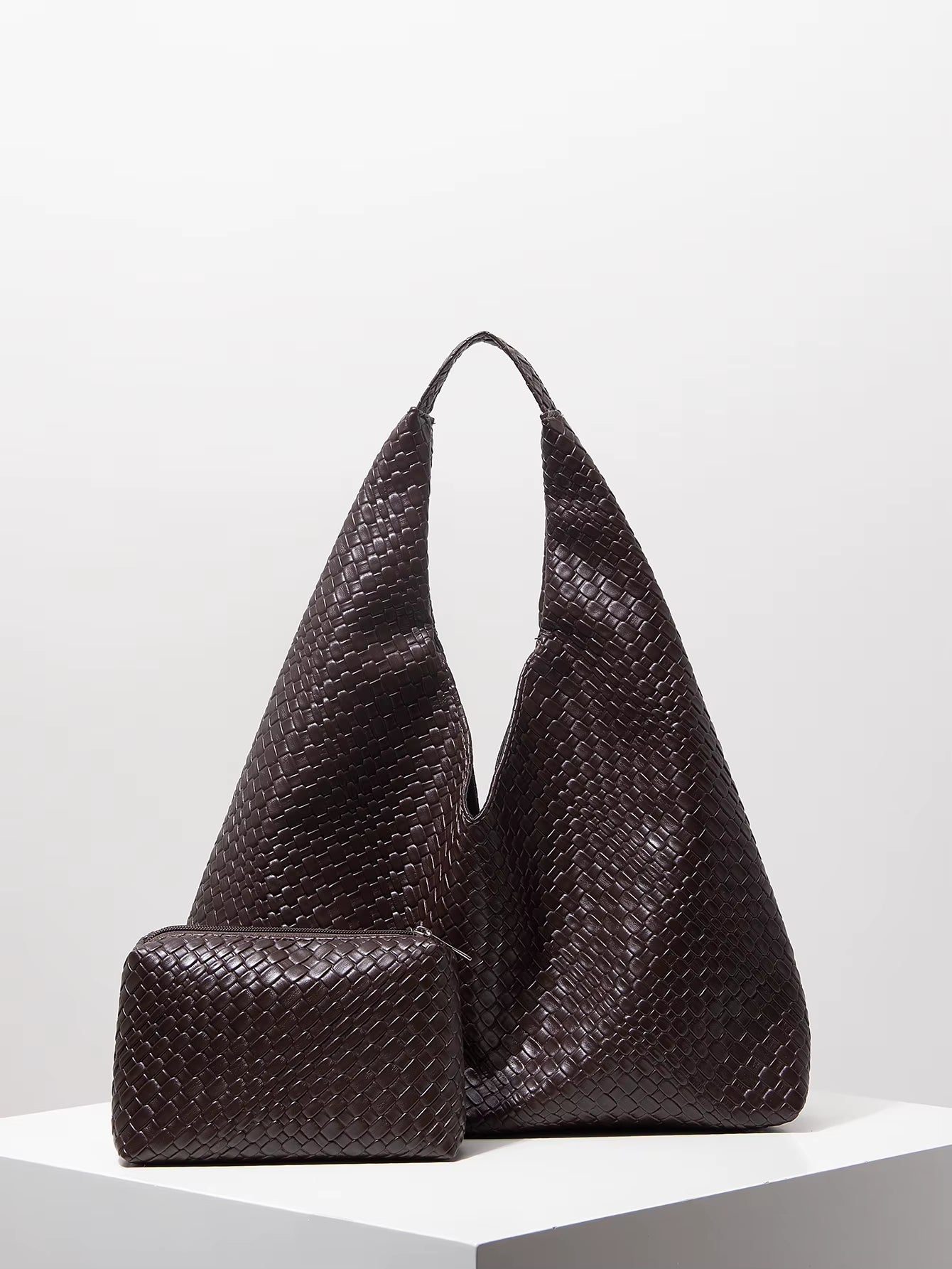 Vintage Faux Leather Woven Pattern Shoulder Bag, Large Capacity Tote Bag, Minimalist Casual Handbag, Large Tote Bag with Wallet, Mother-Child Bag, Combination Bag, Women'S Commuter Bag (Random Pattern)